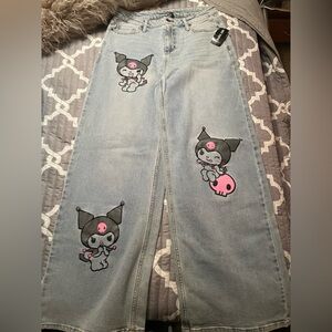 Kuromi Graphic Light Blue Jeans